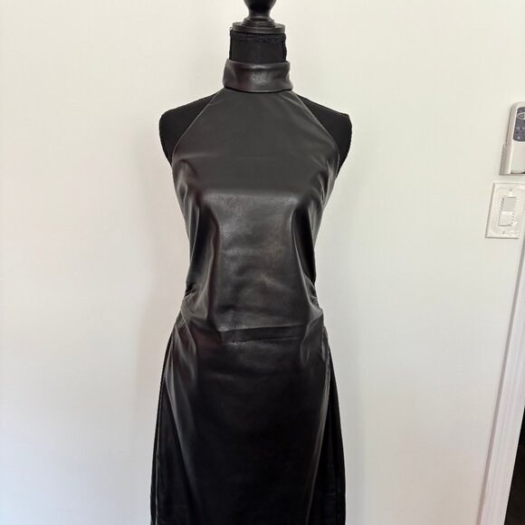 Vegan Leather Halter Dress - Picture 1 of 5